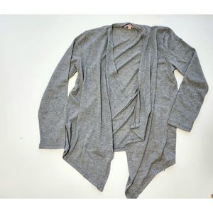 Girls Size XL Poof Gray Cotton-Blend 3/4 Sleeve Cardigan Sweater Shirt Top